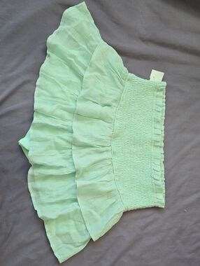 Mint Green Ruffled Smocked Mini Skirt